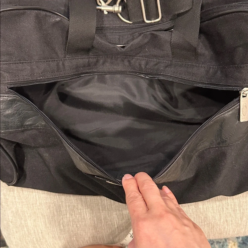 Concourse Black Duffel Bag for Men With Leather Trim and Feet